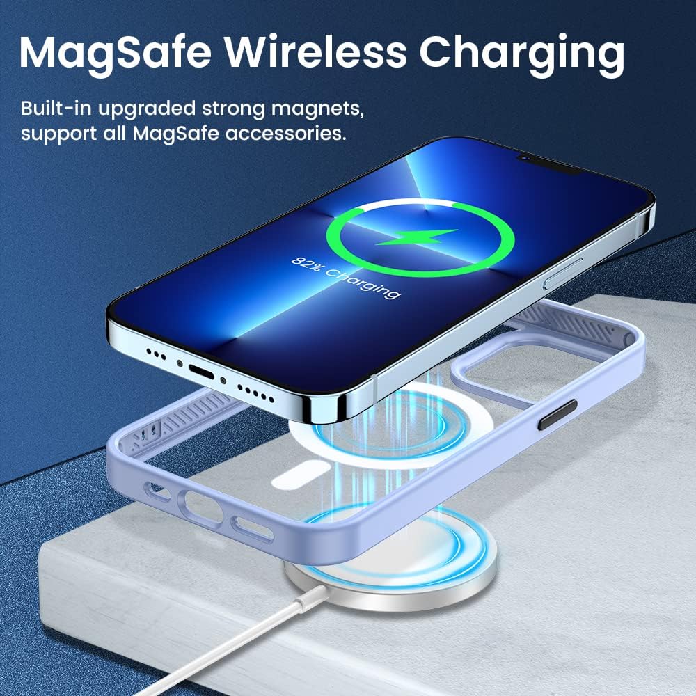 VEGO Funda magnética para iPhone 13 Pro, iPhone 13 Pro con imanes fuertes integrados, parte trasera de policarbonato duro transparente + marco de