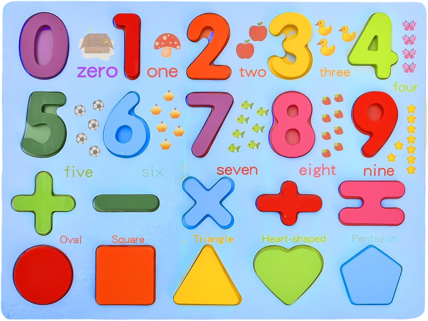 CHESLICR Rompecabezas de números de madera para niños pequeños de 1, 2, 3, 4 y 5 años, juguetes de bloques de números del alfabeto de aprendizaje