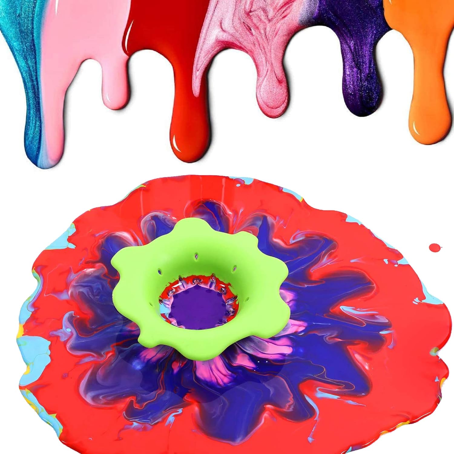 Allazone – Juego de 50 coladores acrílicos para verter incluye cepillo de plástico de silicona, cuchillo de dibujo, globo, pajitas, guantes para