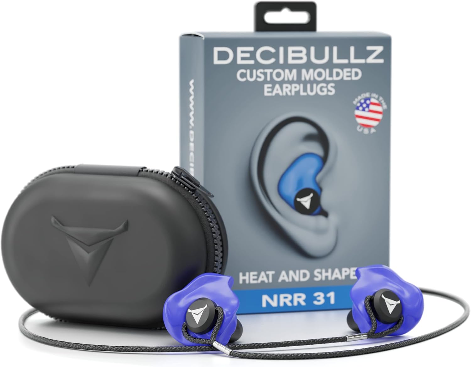Decibullz Paquete Pro Pack de tapones para los oídos moldeados personalizados (azul)