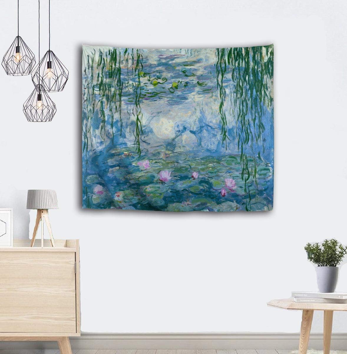 WIHVE – Tapiz para colgar en la pared, de diseño floral bohemio, hippie, psicodélico, étnico, decorativo, de tela para dormitorio, decoración del