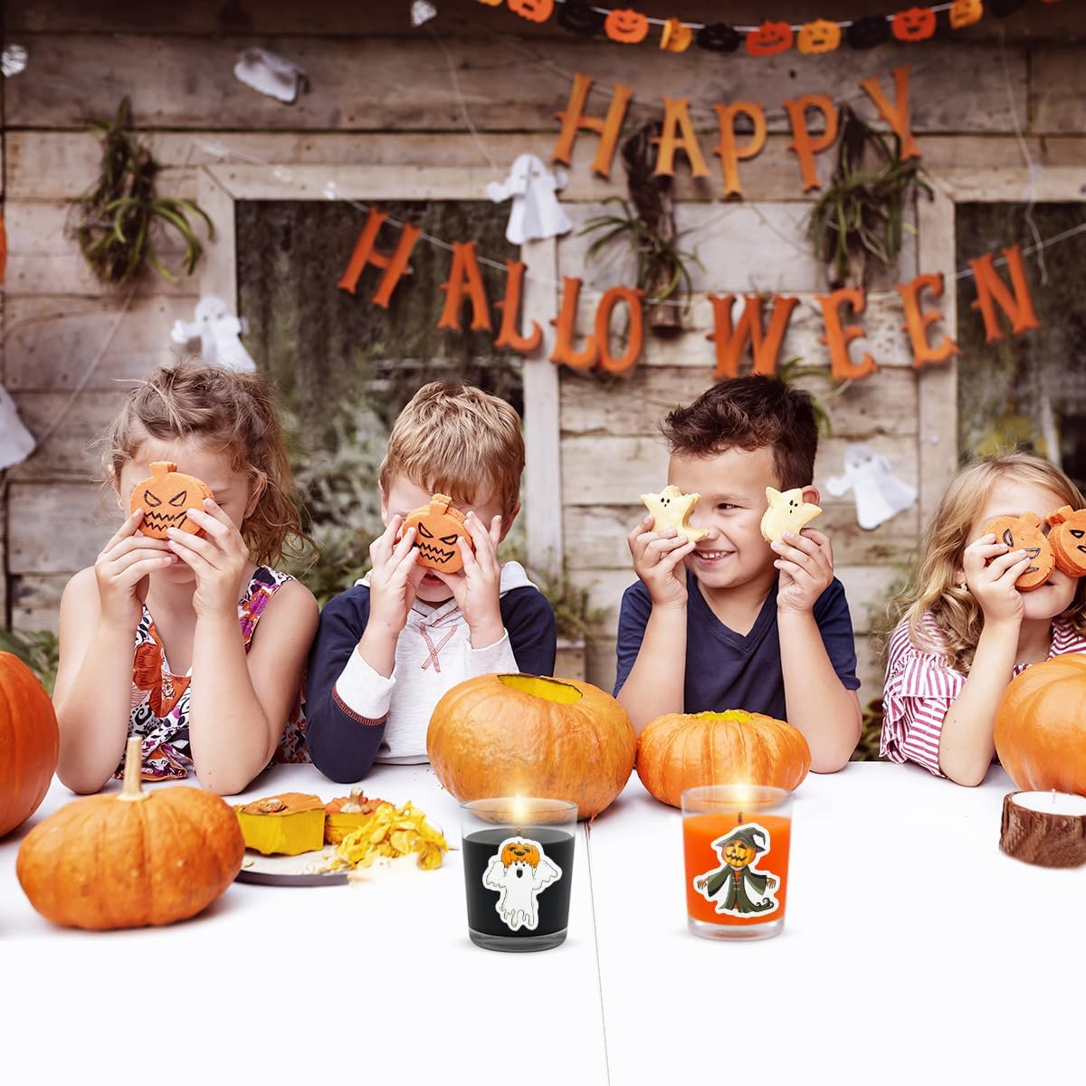 10 velas votivas naranjas y 10 negras, vela de cera de soja sin perfume rellena en vidrio transparente para Halloween, otoño, decoración del hogar y