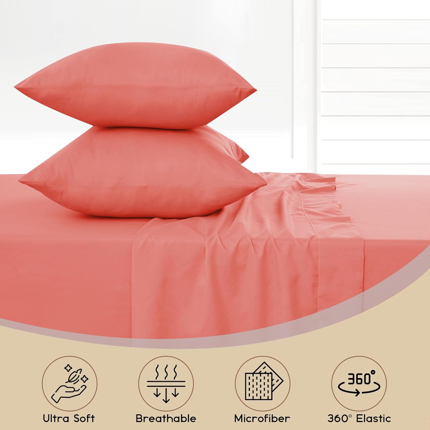 LDC LUX DECOR COLLECTION Sábanas  Juego de sábanas de 6 piezas tamaño matrimonial  Sábanas de microfibra cepillada  Sábanas y fundas de almohada de