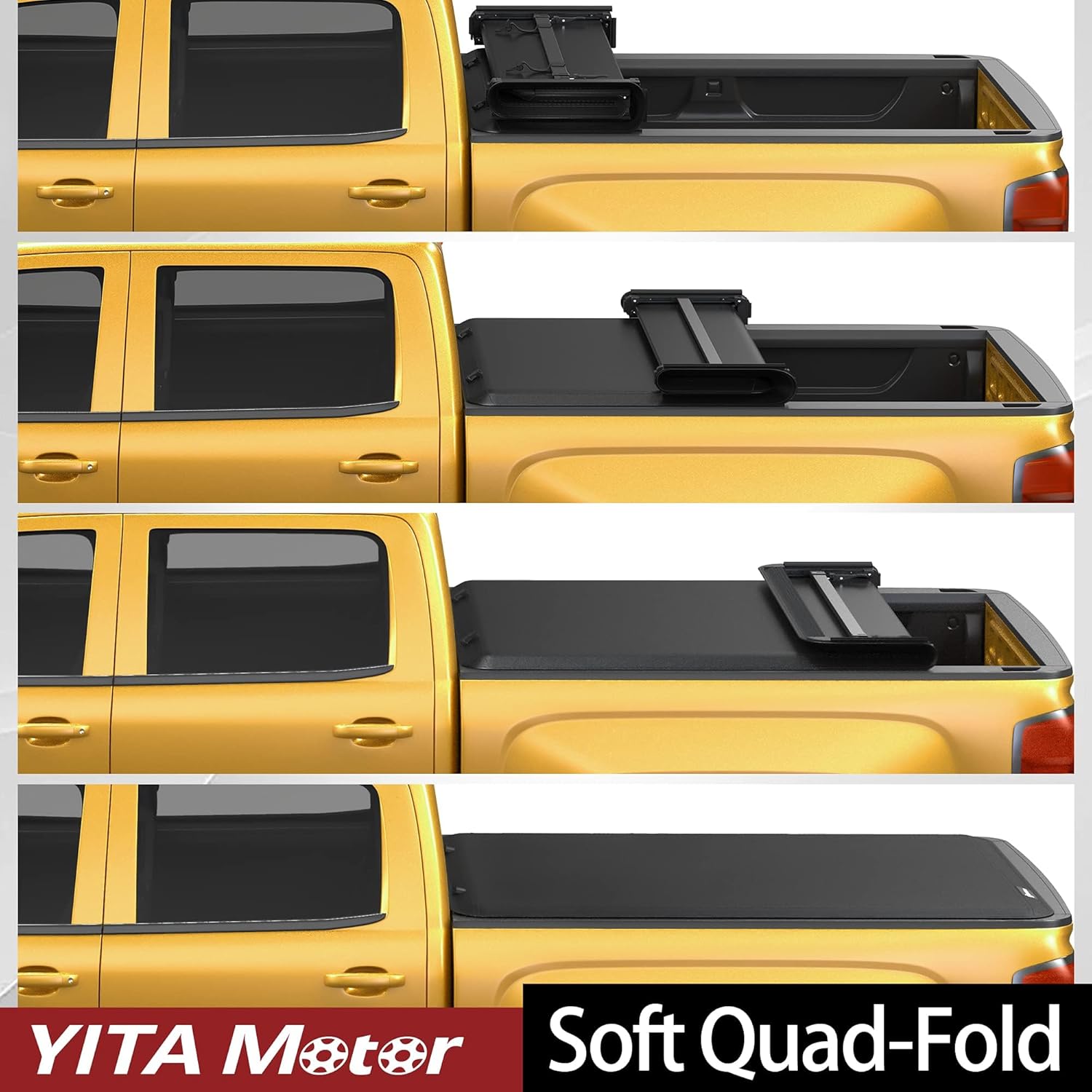 YITAMOTOR Cubierta suave para caja de camioneta plegable cuádruple compatible con Dodge Ram 1500 2009-2023 (solo 19-23), caja Fleetside de 6.4 pies