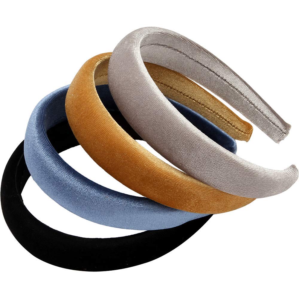 LONEEDY 8 diademas duras, esponja de terciopelo de 1.2 pulgadas, diademas gruesas para el cabello, accesorios para el cabello para mujeres (esponja