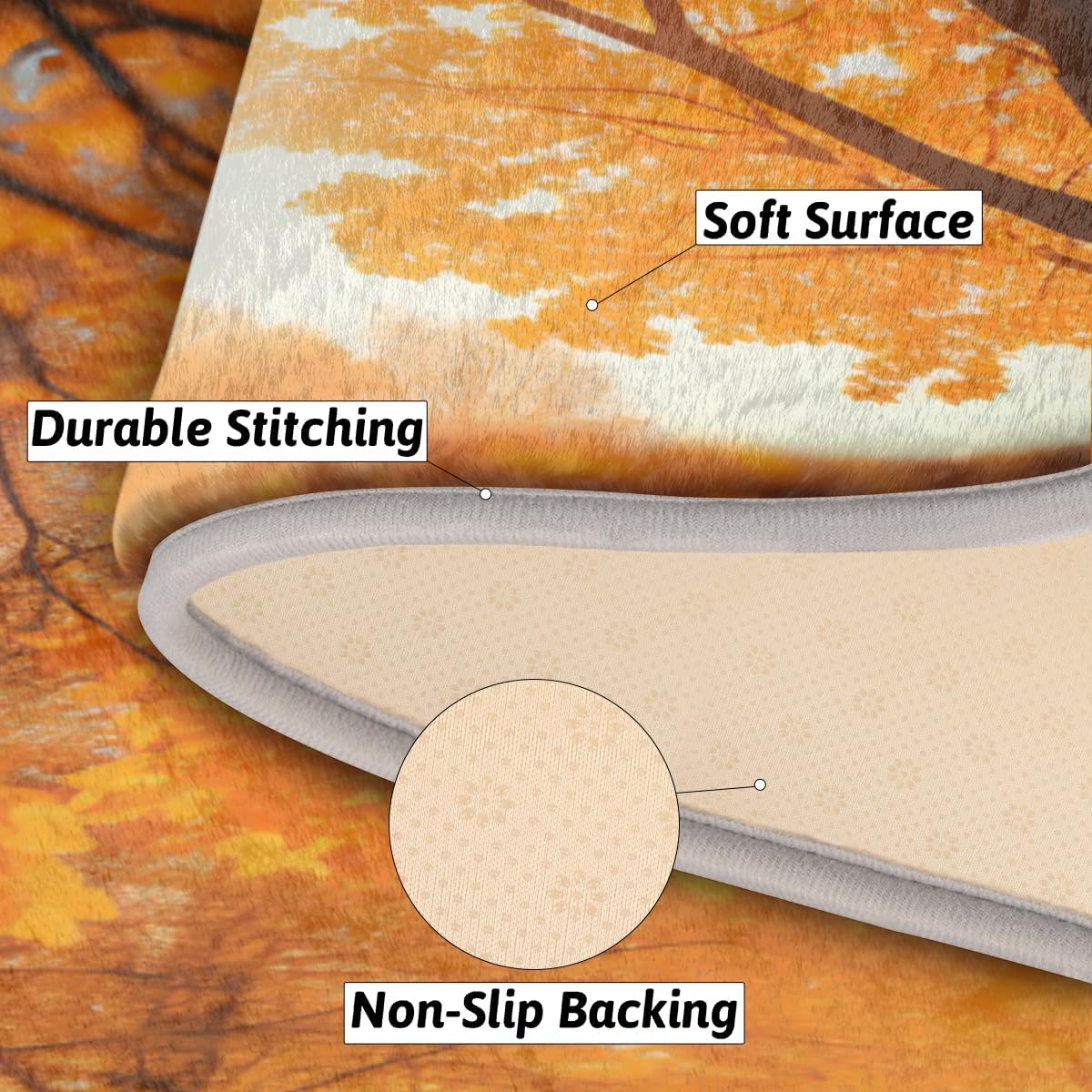 cfpolar Maple Tree Forest Sunny Bathroom Rugs Non-Slip Bath Rug Microfiber Bath Mat Absorbent Kitchen Mats and Rugs Machine Washable Oval Plush