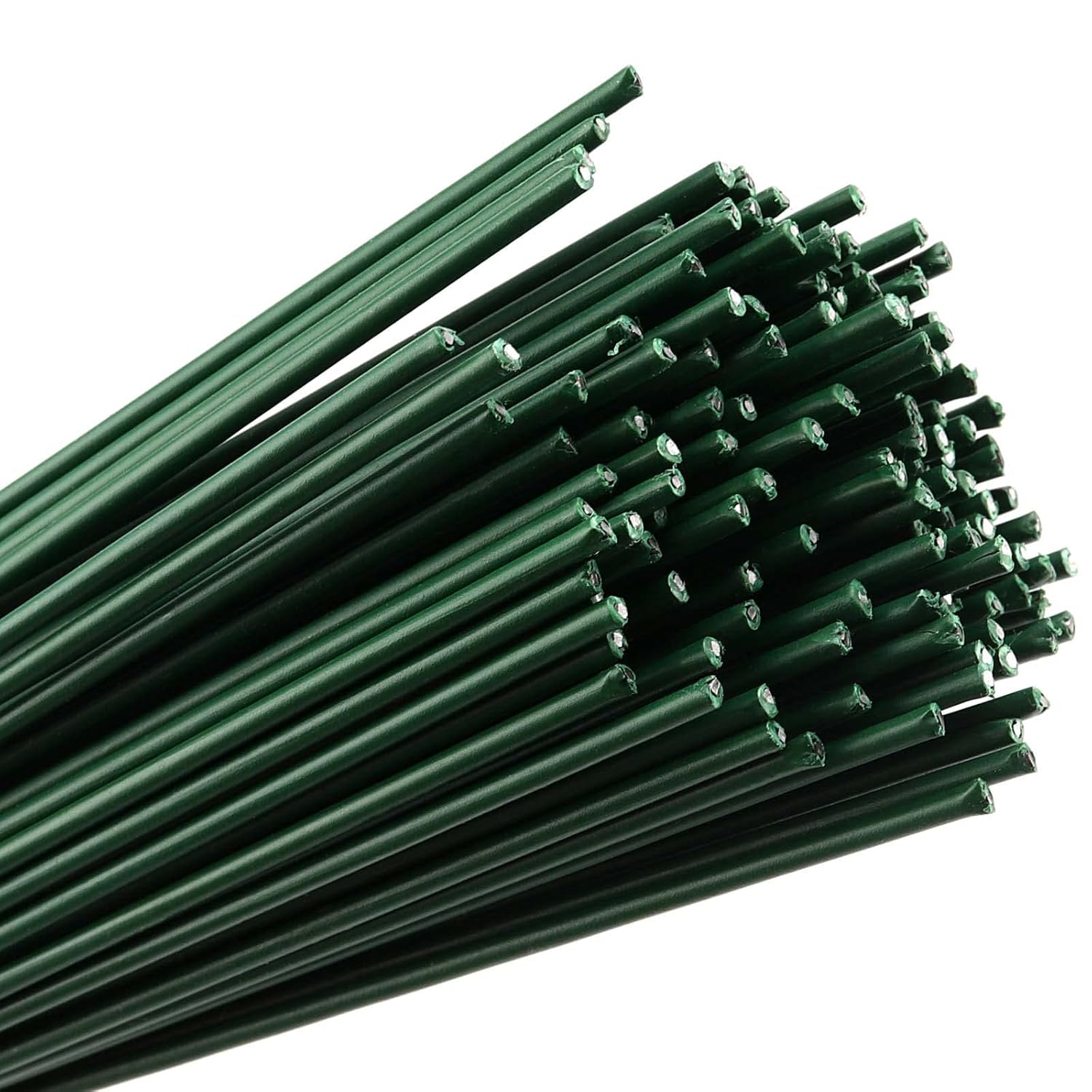 300 tallos florales de 16 pulgadas, tallos florales de calibre 2 para manualidades, corona de alambre y arreglos florales, verde oscuro