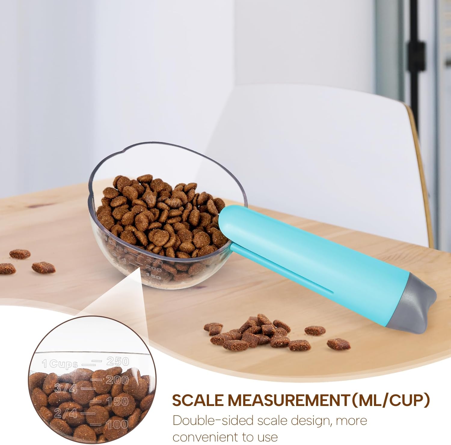 Cuchara húmeda para perros y gatos para mascotas, 1 taza (8.5 fl oz), cuchara para alimentos secos y cuchara para alimentos húmedos y clip de bolsa,
