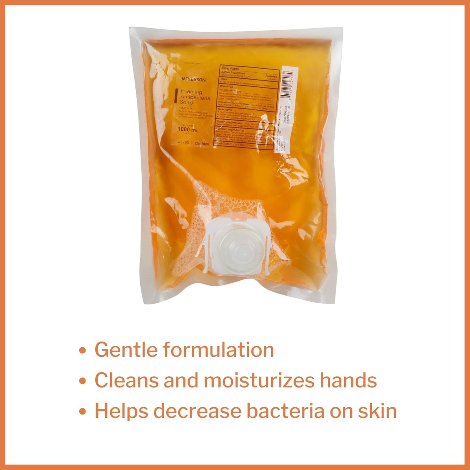 McKesson Jabón de manos espumoso – Recambio dispensador de 33.8 fl oz – Aroma limpio, 4 unidades