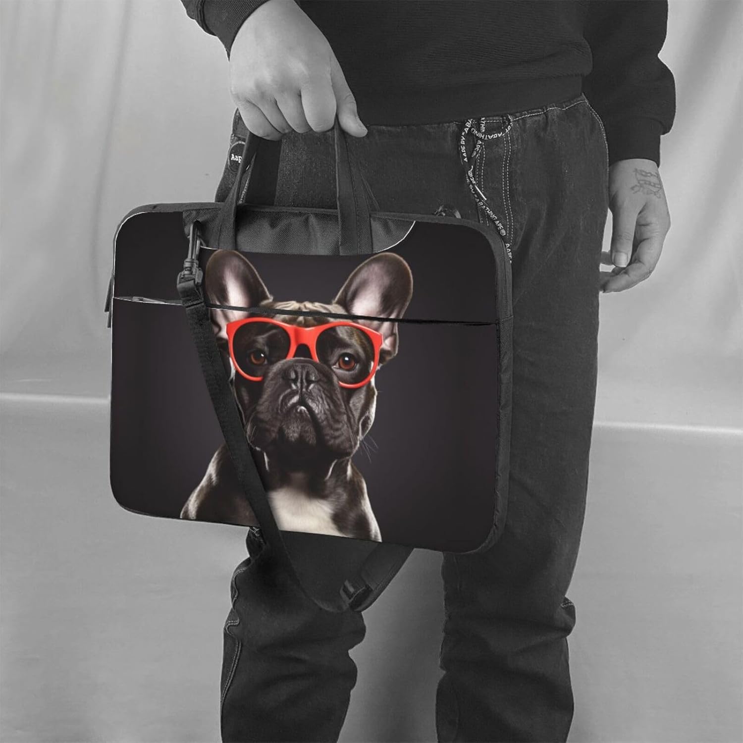 Bulldog Francés Bolsa para computadora portátil Slim Bolsa de hombro portátil Funda para computadora portátil para mujer y hombre