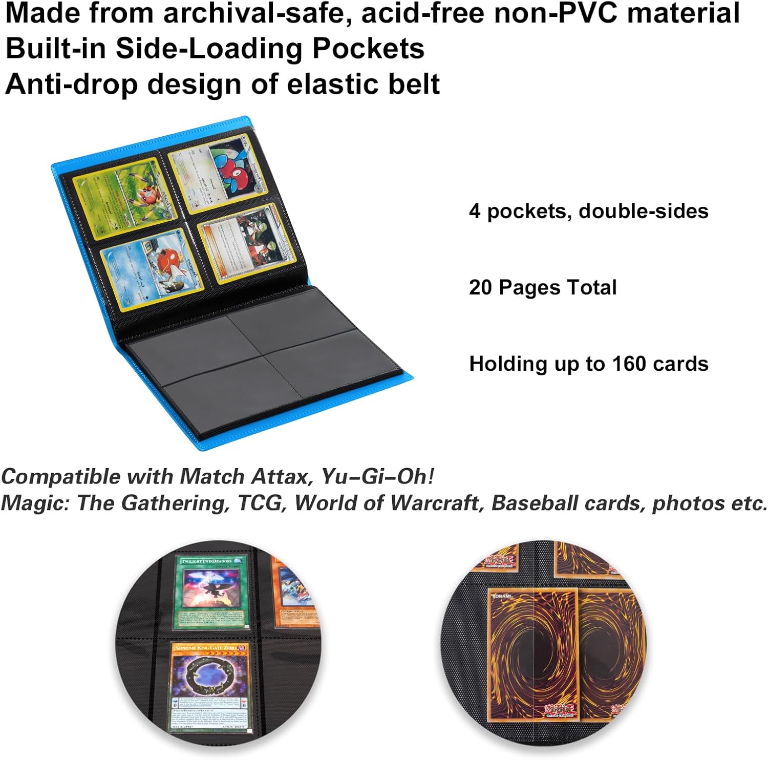 GEAoffice Carpeta de 4 bolsillos  Carpeta de álbum de colección de tarjetas coleccionables de tamaño pequeño  Carpeta de bolsillo de carga lateral