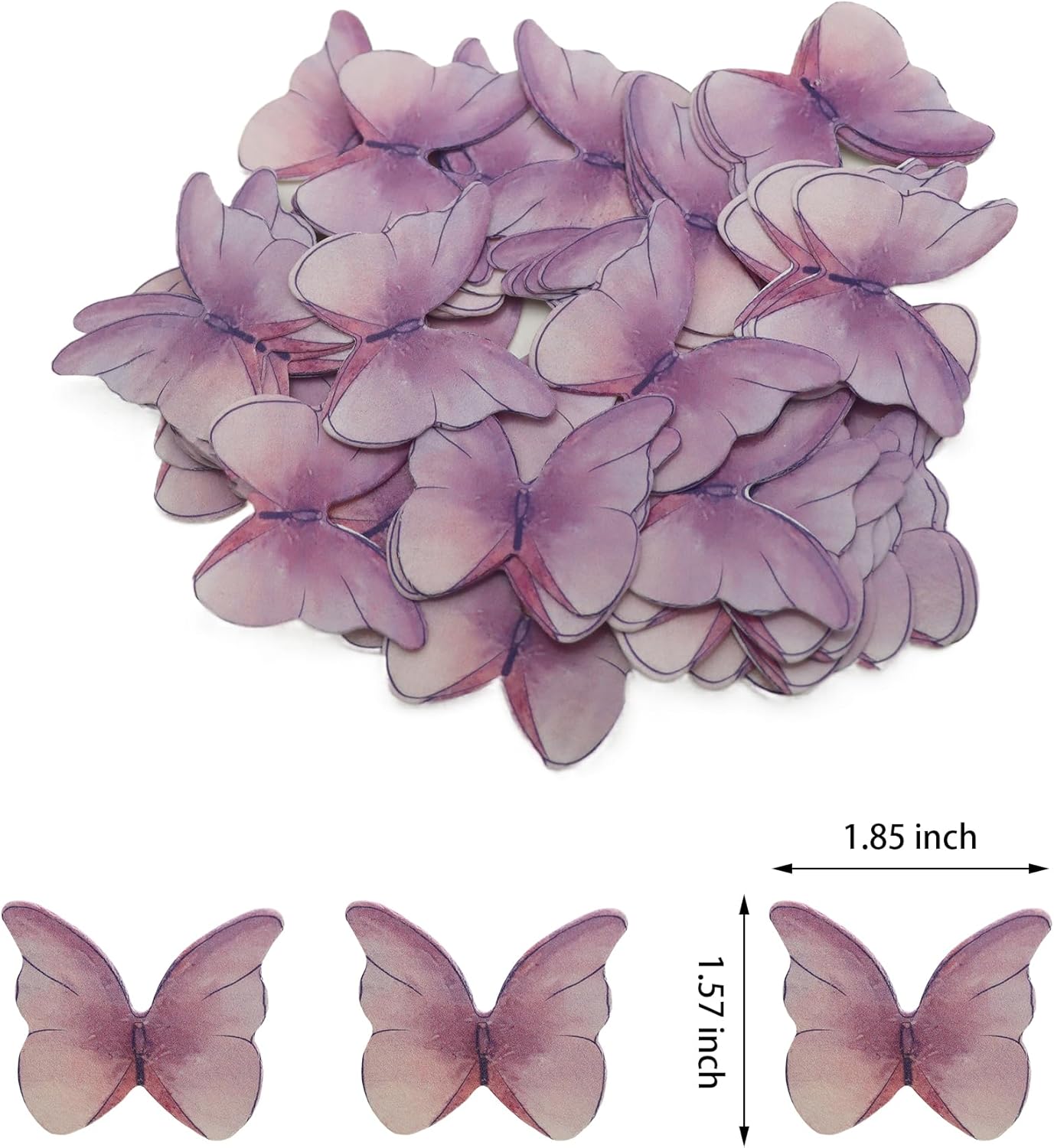 48 piezas de papel de oblea comestible de mariposa para cupcakes 3D para tartas realistas de mariposa para decoración de postres de mariposa para