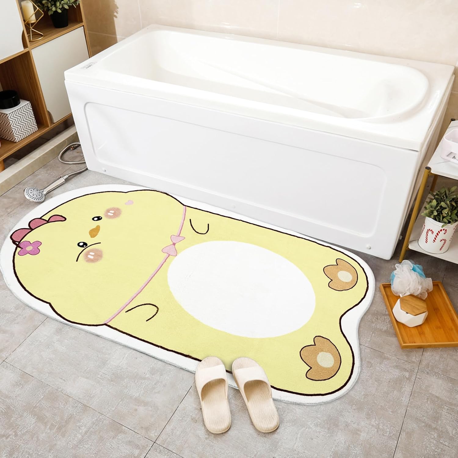Abeigoi Alfombra para dormitorio de niños, alfombra de baño de pollitos, alfombra de juegos antideslizante para habitación de niños, alfombra de