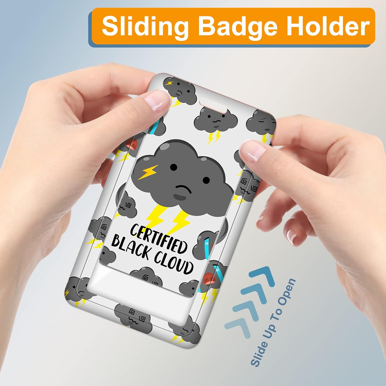 Plifal Soporte para insignia con carrete retráctil, bonito certificado de identificación de nube negra, clip de identificación de trabajo,