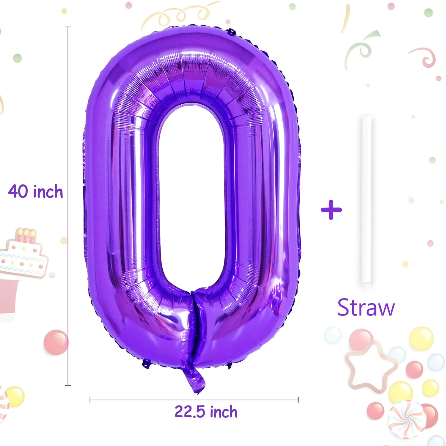 Globo morado número 0 de 40 pulgadas, globos de helio de Mylar de gran tamaño para fiesta de cumpleaños, boda, aniversario, despedida de soltera,
