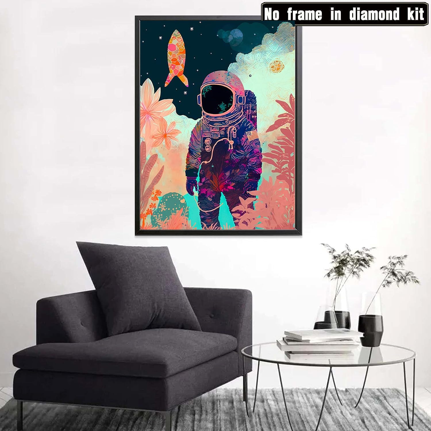 EIBEILI Kits de pintura de diamantes para adultos, astronauta en la luna, kit de arte de diamantes 5D para niños principiantes, kit de manualidades