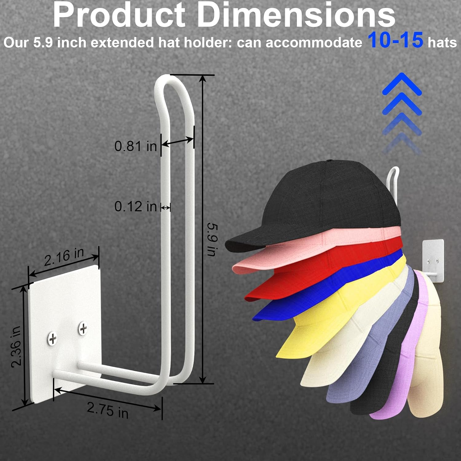 Paquete de 2 estantes para gorras de béisbol, organizador de sombreros para gorra de béisbol, almacenamiento de sombreros para gorras de béisbol,