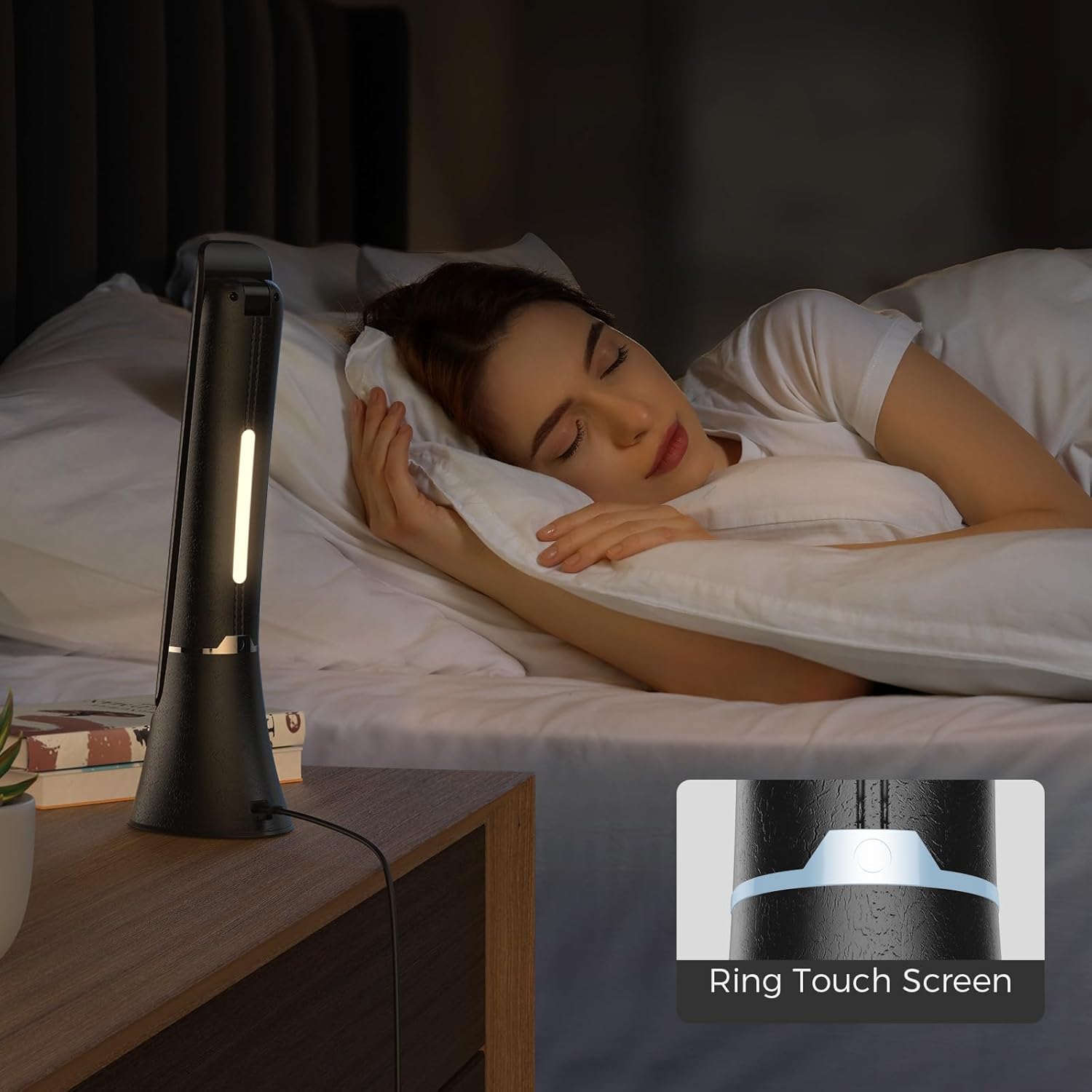 Lámpara de terapia de luz, 10000 LUX luz solar LED sin UV, lámpara Hayyp de espectro completo, lámpara de escritorio de control táctil con función