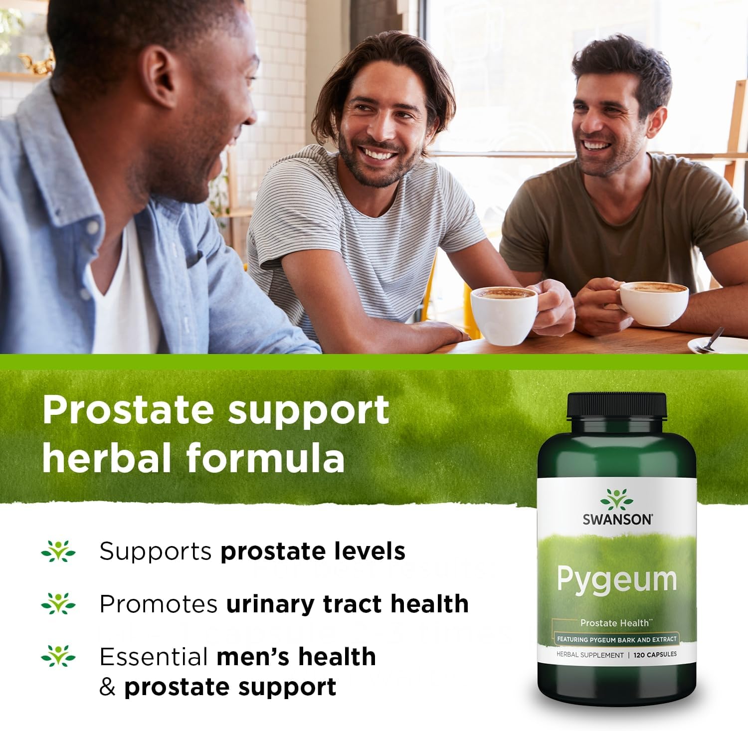Swanson Pygeum – 120 cápsulas, 400 mg cada una, suplemento de hierbas para la salud de la próstata masculina, la vejiga y el tracto urinario