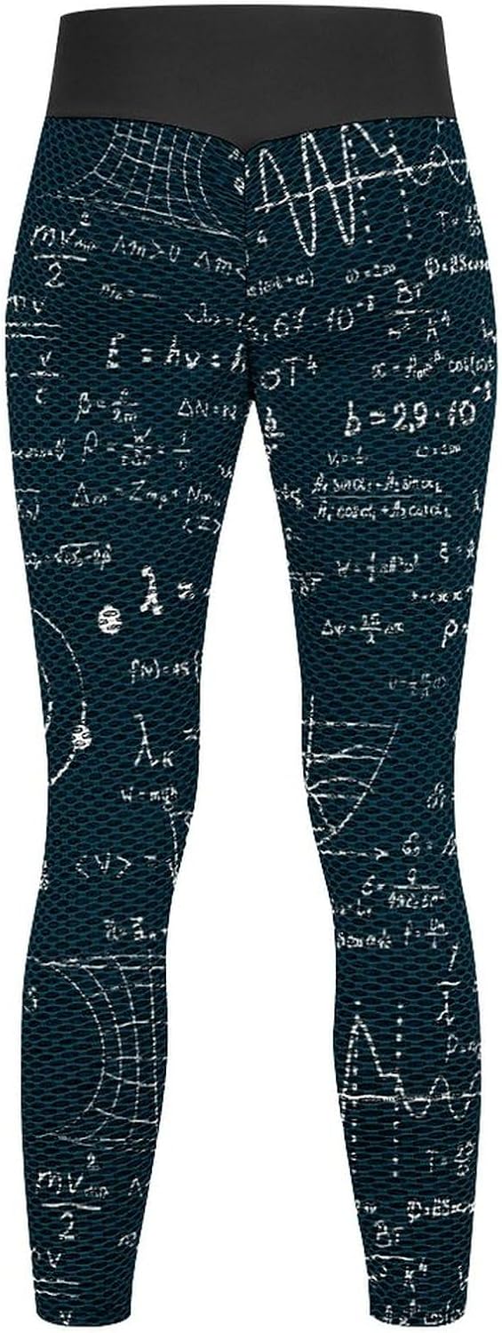 Physical Mathematics Science Formula High Waist Yoga Pants Tummy Control Workout Leggings for Women
