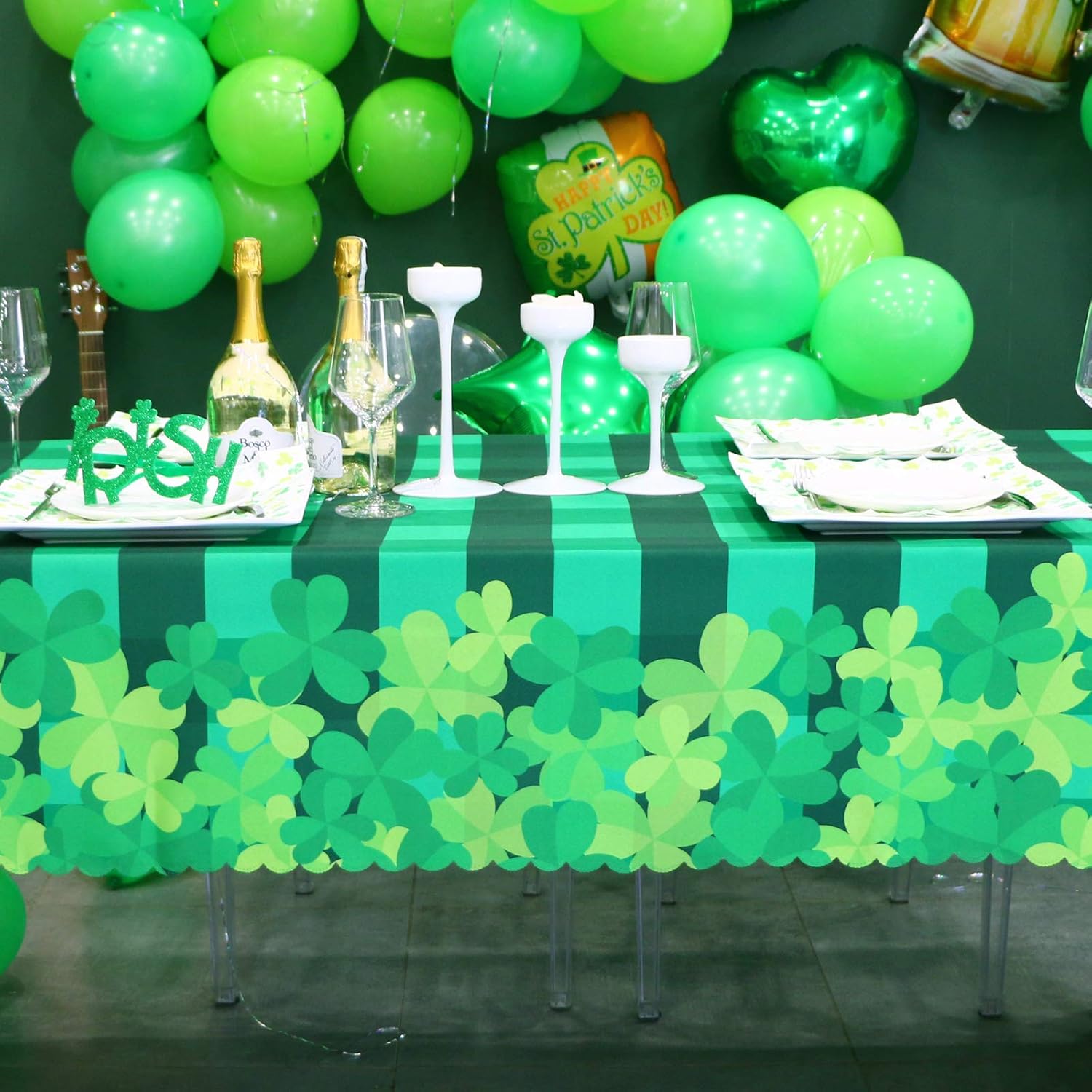 Mantel del Día de San Patricio con trébol irlandés verde, 60 x 84 pulgadas, rectangular, impermeable, decorativo, impreso, para cocina, uso en