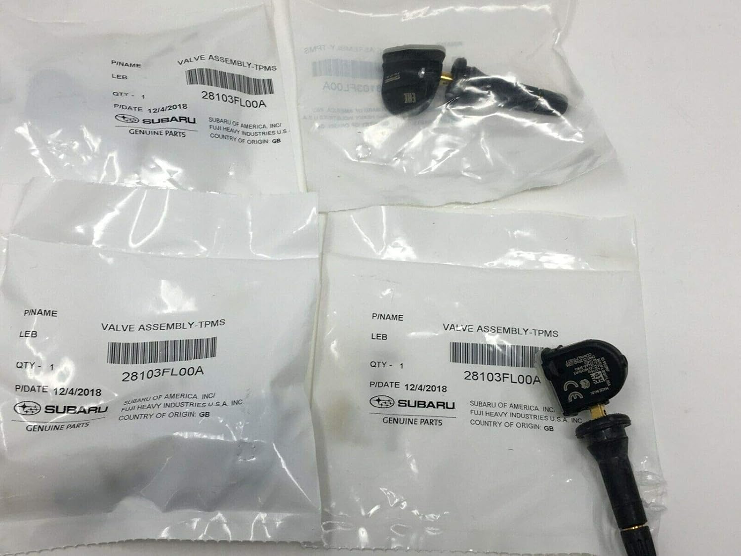 Subaru TPMS Sensor de presión de neumáticos Set X4 28103FL00B Forester Impreza Ascent Crosstrek Outback Legacy 28103FL00E