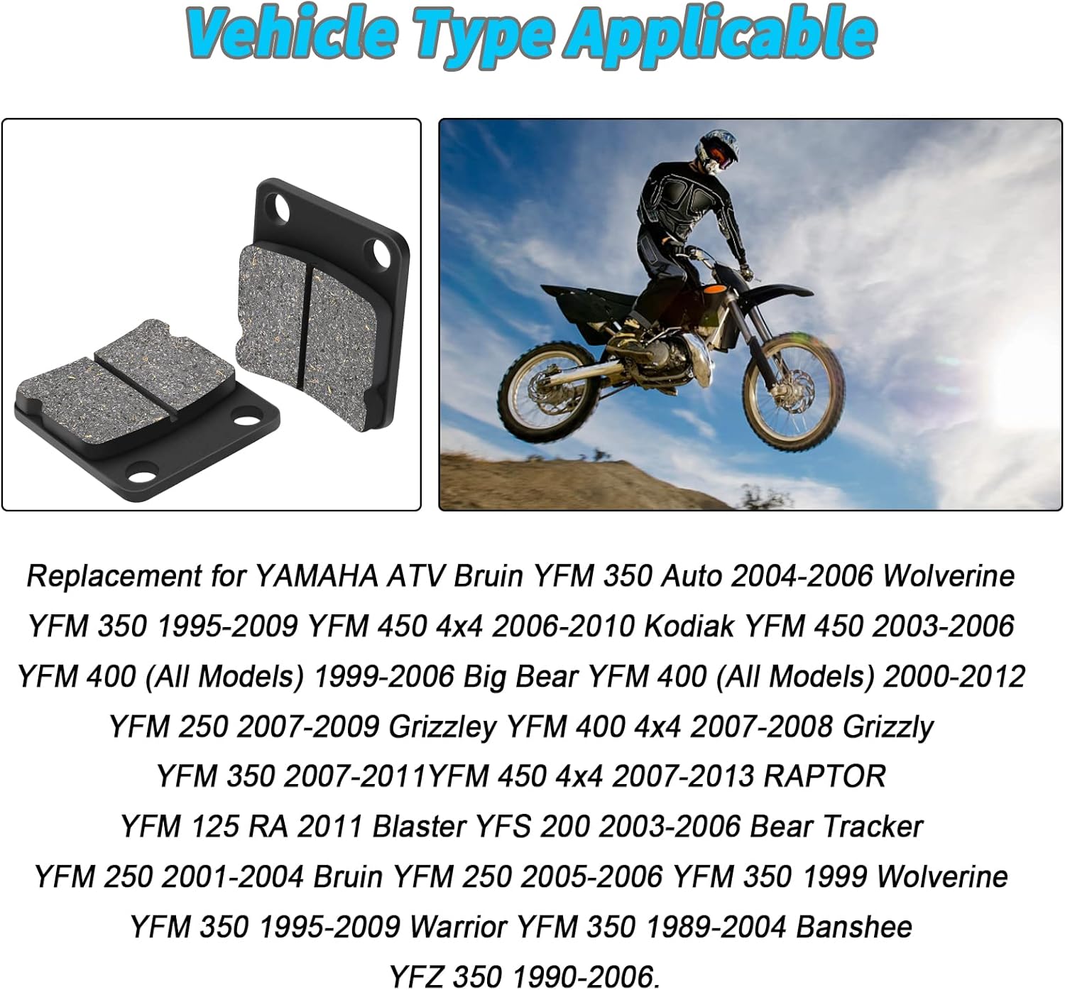 Pastillas de freno FA54 de repuesto para Yamaha YFM400 YFM 400 Kodiak 1999-2006 Grizzly 400 450 YFM450 Wolverine Kodiak Big Bear YFZ350 YFZ350