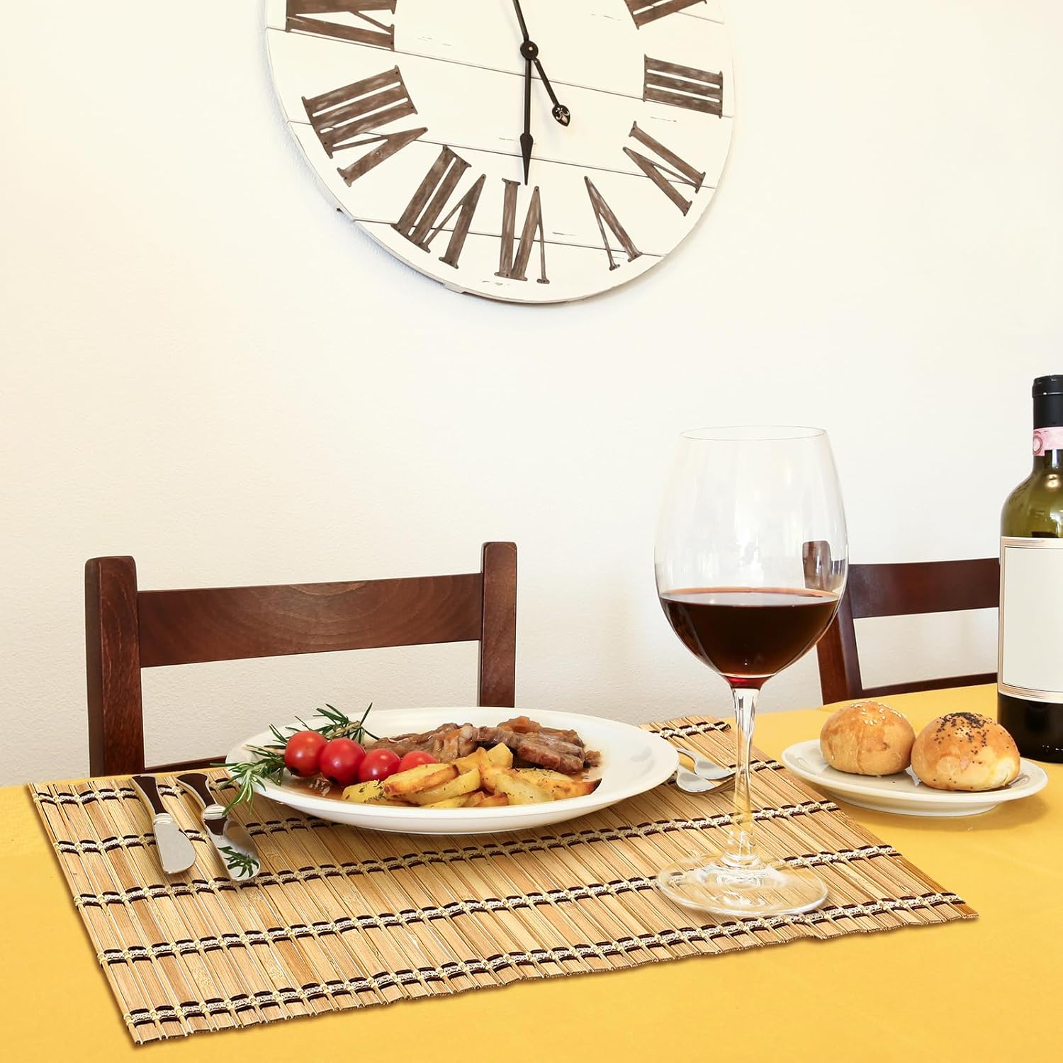 Bencailor Juego de 8 manteles individuales antideslizantes y resistentes al calor, de estilo rústico, lavable y natural para comedor, restaurante,