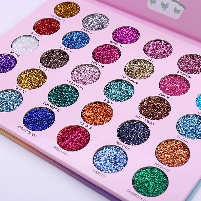 ABELYN Paleta de maquillaje de sombra de ojos con purpurina de 30 colores, paleta de sombra de ojos brillante + 1 pincel de sombra de ojos de larga