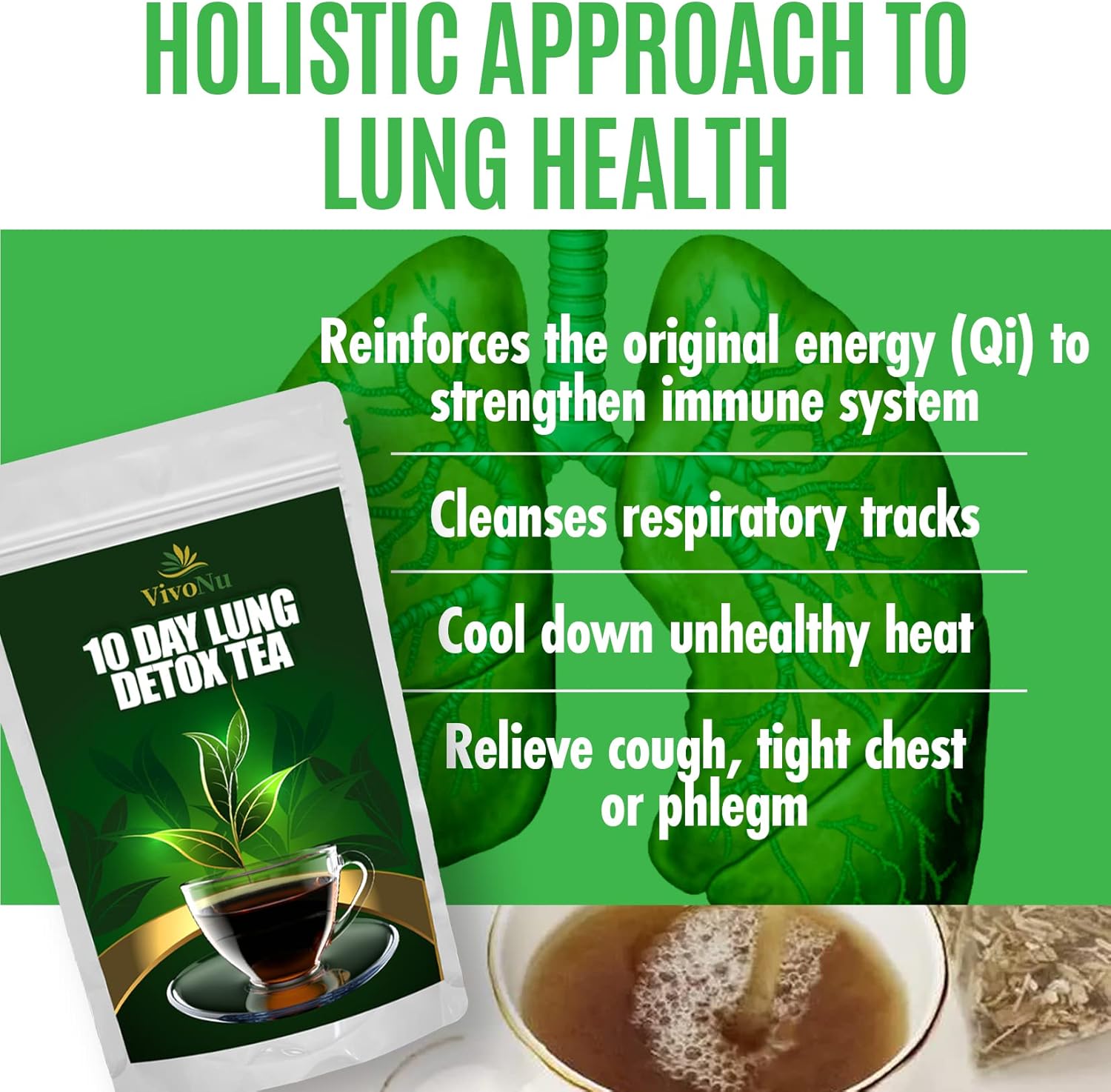10-Day Organic Lung Detox Tea for Respiratory Support,