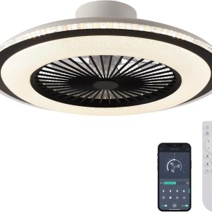 MDZHYA Ventilador de techo de perfil bajo con luces, ventiladores de techo sin aspas de 24 pulgadas, control remoto, ventilador de techo inteligente MDZHYA Ventilador de techo de perfil bajo con luces, ventiladores de techo sin aspas de 24 pulgadas, control remoto, ventilador de techo inteligente