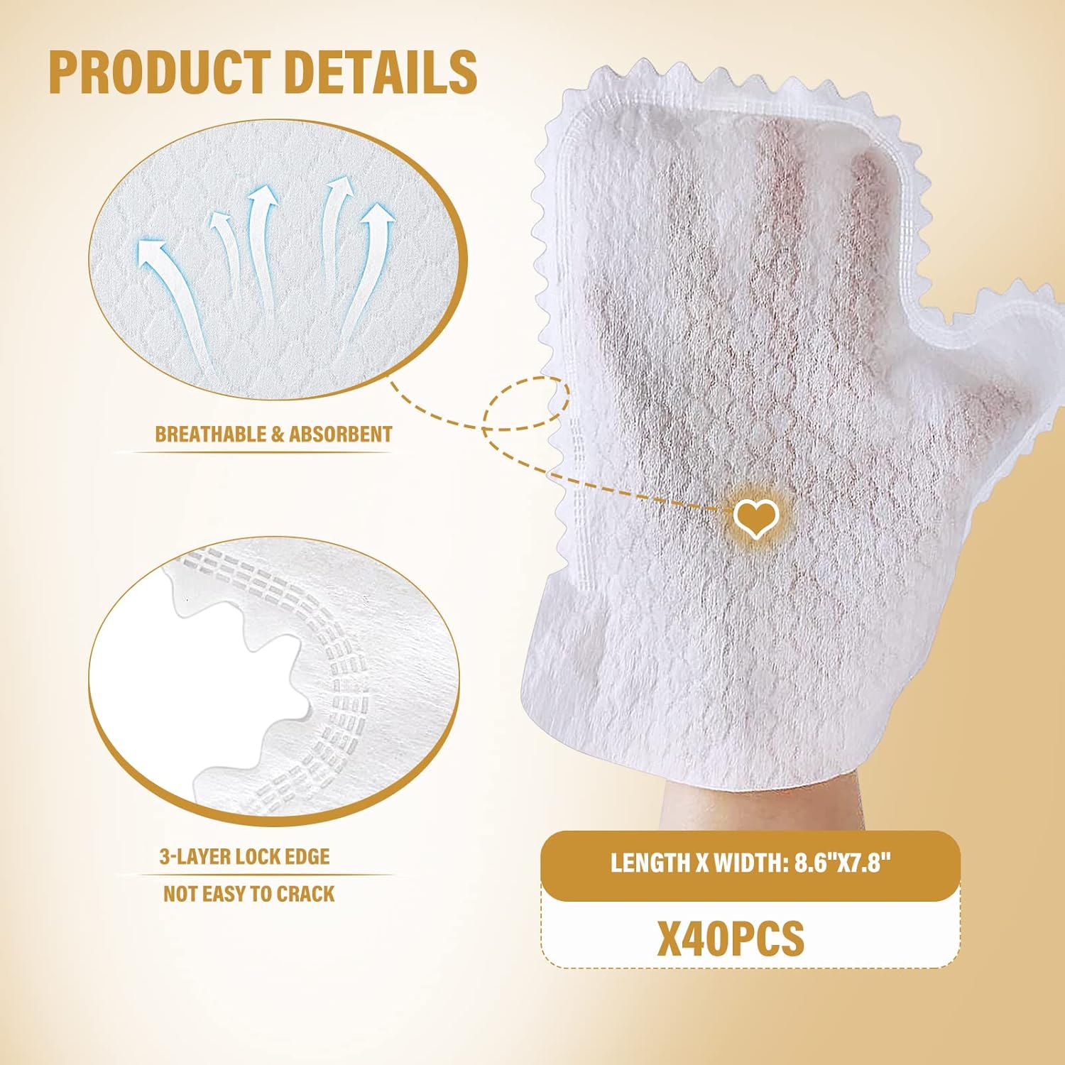 KKONHII Guantes grandes blancos no tejidos para lavavajillas, 40 unidades, doble uso para limpieza en seco y húmedo