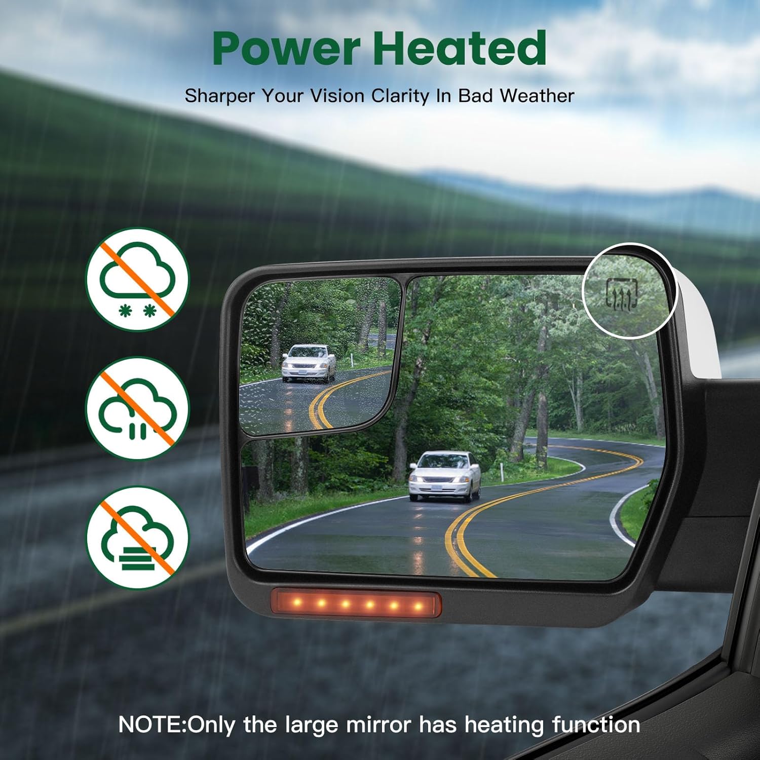 SCITOO – Espejos retrovisores laterales eléctricos para camioneta Ford F-150 modelos 2004 a 2014, con calefacción y direccionales