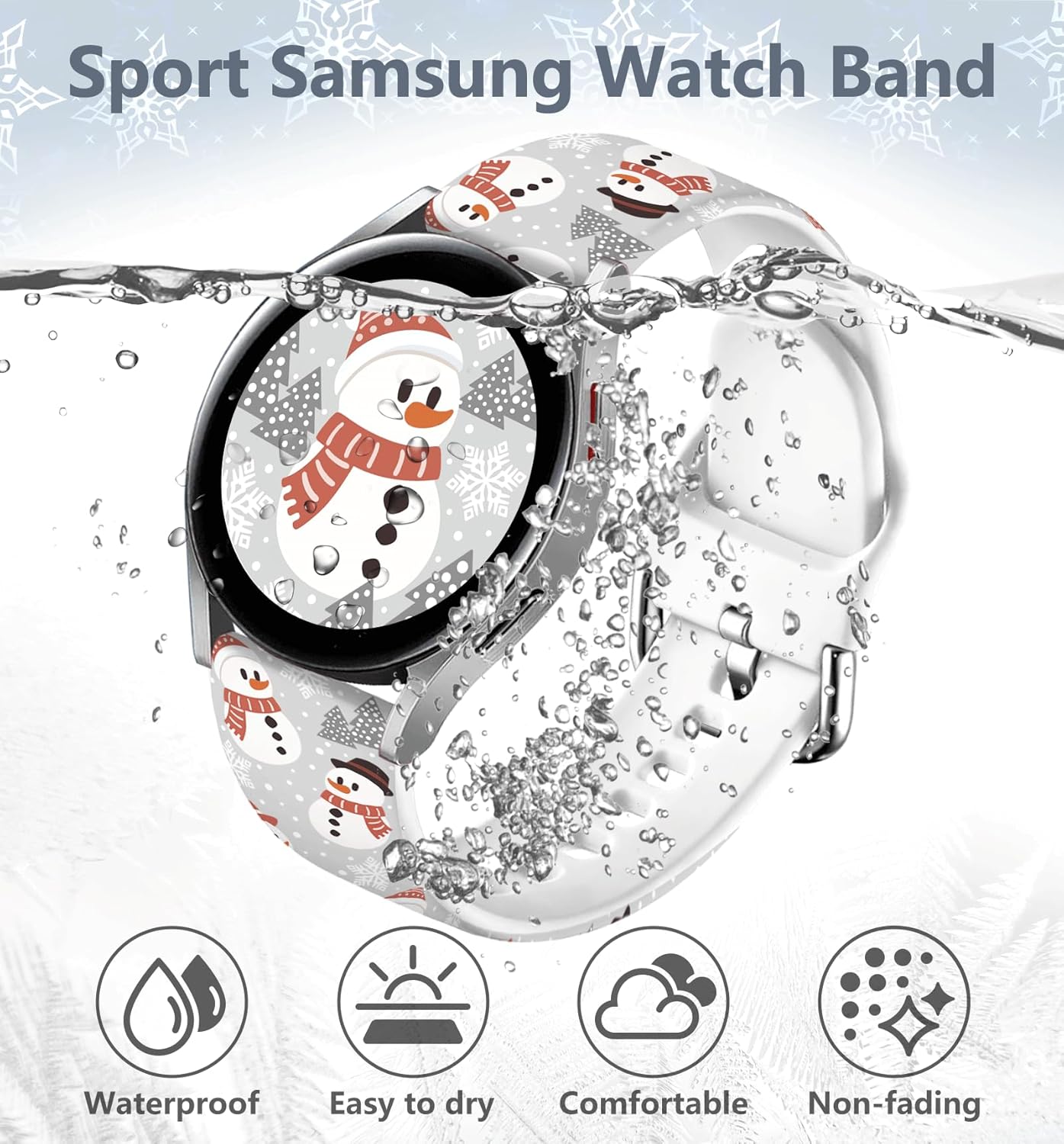 Vieeki Correas de reloj navideñas compatibles con Samsung Galaxy Watch 6  5  4  5 Pro  4 Classic  3 (1.614 in)  Active 2 y 1, correa de silicona de