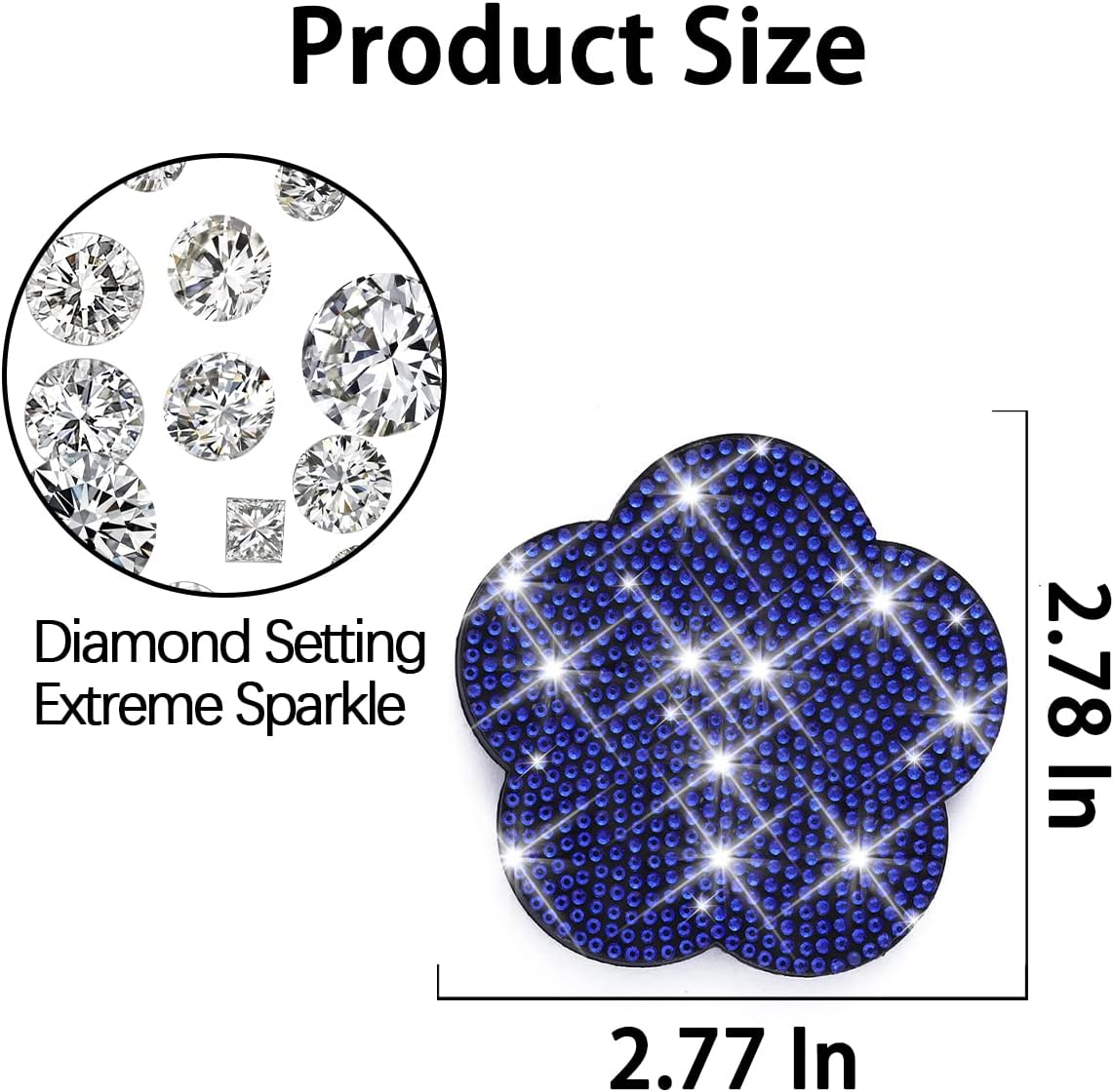 Moioee 4 posavasos con diamantes de imitación, diseño de flor de ciruelo con diamantes de imitación, antideslizante, con cristales a prueba de