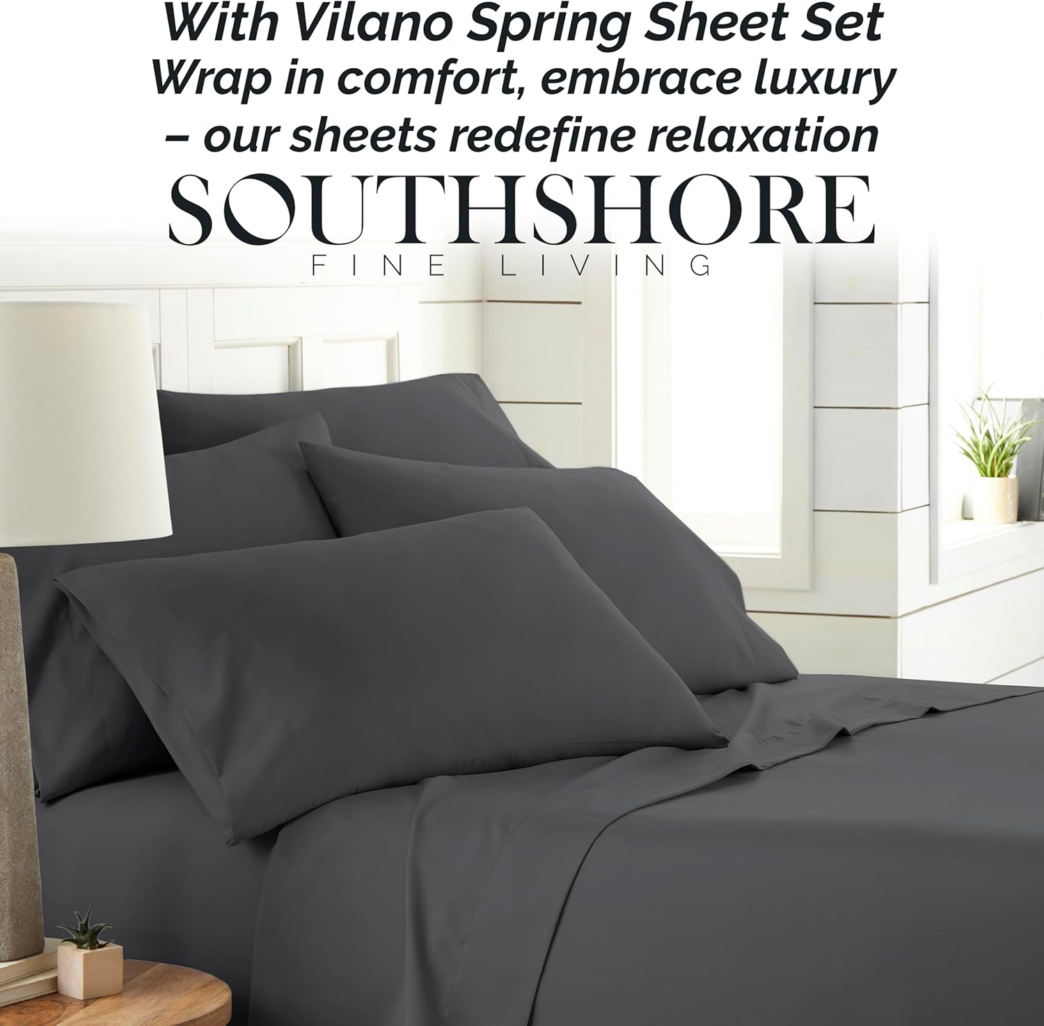 Southshore Fine Living, Inc. Juego de sábanas de microfibra ultrasuave de 7 piezas con bolsillo profundo, sábanas de microfibra ultrasuave con dos
