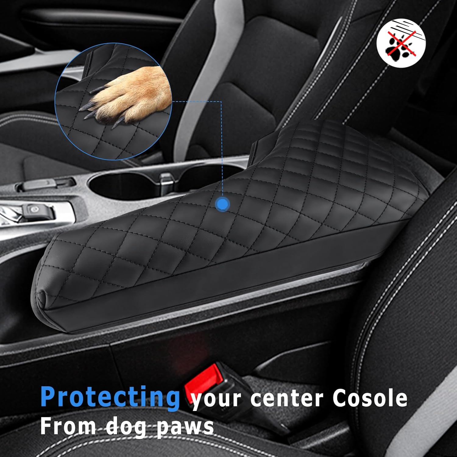 INTGET Funda de consola central para Chevrolet Chevy Camaro 2016-2022 2023 2024, accesorios de cuero para reposabrazos central, protector de tapa de