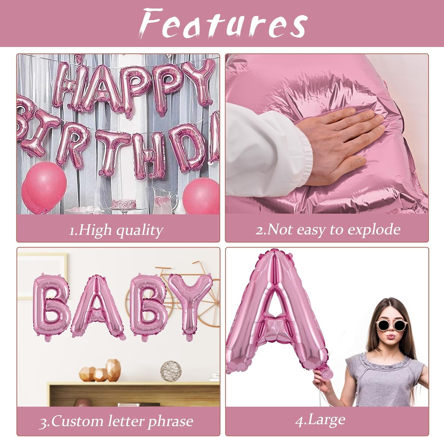 Biapian Globos de letras grandes de 40 pulgadas, globo de letras G grandes de oro rosa, 1 globo gigante de aluminio de aluminio individual G para