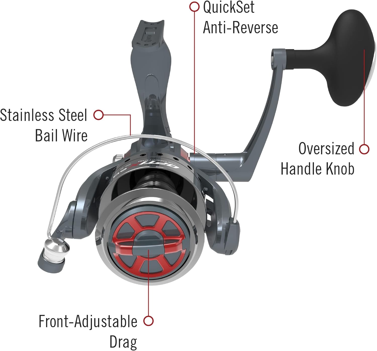Quantum Optix – Carrete de pesca giratorio, 4 rodamientos (3 + embrague), antirretroceso con engranajes suaves y alineados con precisión, embalaje