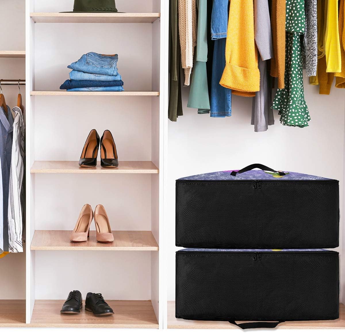 Bolsa de almacenamiento de ropa para debajo de la cama, divertidos muñecos de nieve de pie, contenedores de ropa grandes con cremallera, bolsa