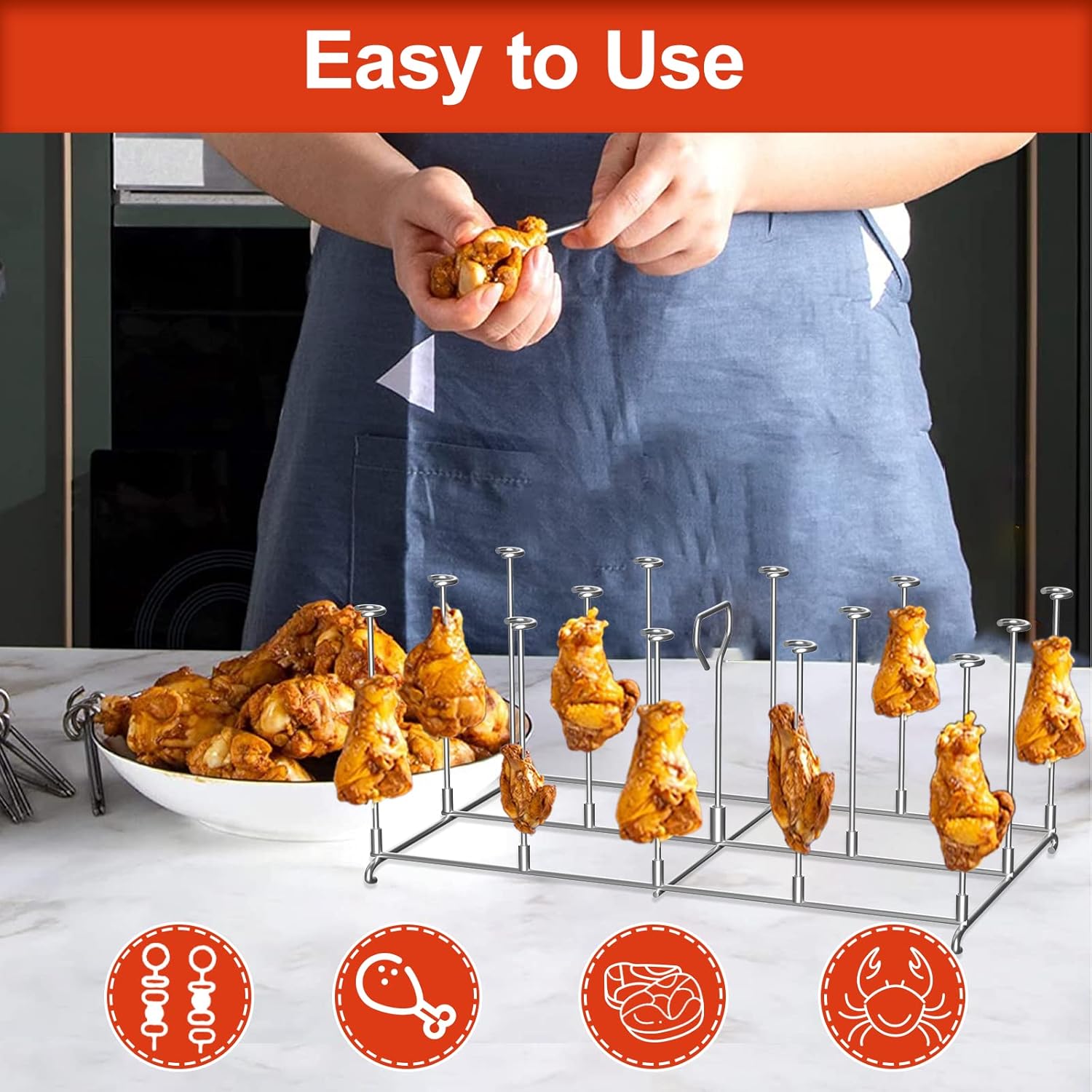 Air Fryer Accessories for Dual Basket, Stainless Steel Nonstick Dehydrator Rack, with Heat-resistant Silicone Mat, Air Fryer Accessories Compatible