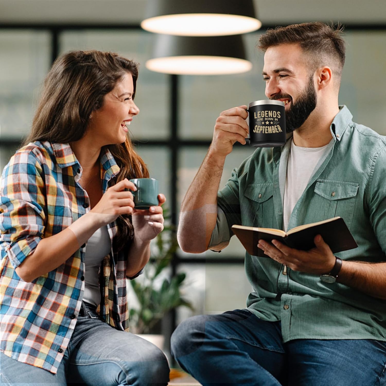 Lifecapido Regalos de cumpleaños para hombres, taza de café aislada con asa de 12 onzas, regalos de cumpleaños de septiembre Libra, regalos de Virgo