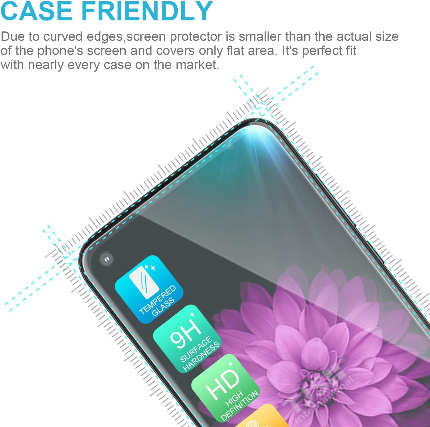 TJS Funda compatible con Motorola Moto Edge 2022, con protector de pantalla de vidrio templado doble capa a prueba de golpes, resistente, híbrida