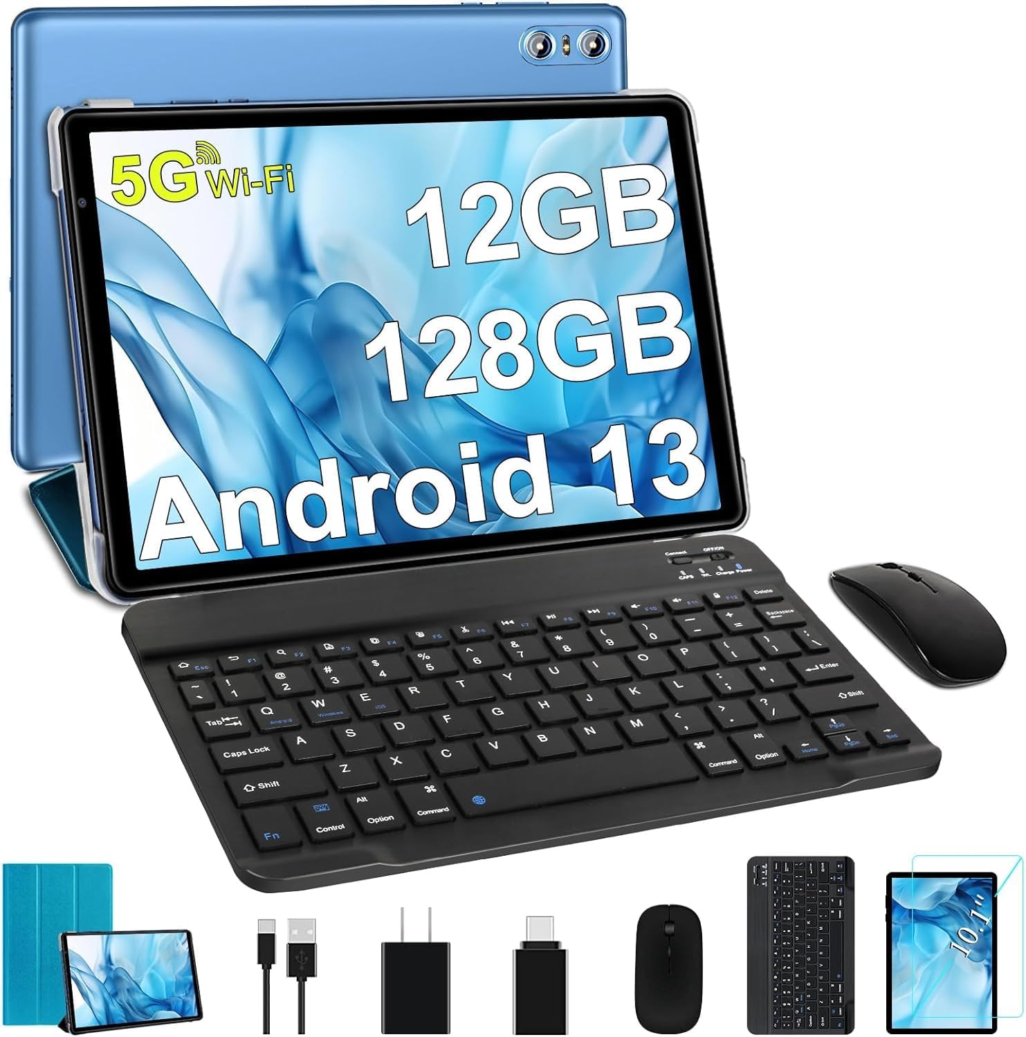 Tablet PC Android 13 de 10 pulgadas 12 GB de RAM + 128 GB ROM TF 1 TB Octa-Core 2.0 GHz, Google GMS  Bluetooth 5.0  5G WiFi  6000mAh  1280 * 800