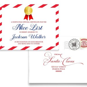 Personalized Nice List Certificate from Santa Claus 4.25 x 5.5 inches, Official NICE LIST Certificate from the North Pole for Kids, Official Santas Personalized Nice List Certificate from Santa Claus 4.25 x 5.5 inches, Official NICE LIST Certificate from the North Pole for Kids, Official Santas
