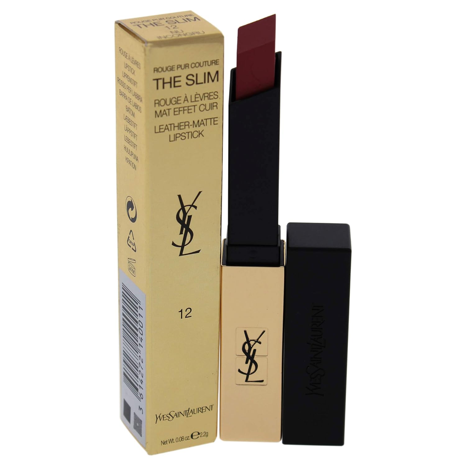 Yves Saint Laurent Rouge Pur Couture The Slim Matte Lipstick – 12 Nu Incongru Mujeres 0.08 oz