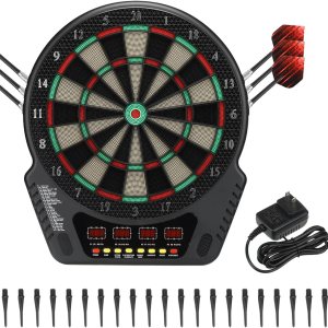 PATIKIL Tablero de dardos electrónico, juego de diana digital de punta suave con pantallas LCD, 27 juegos y 243 variantes con 6 dardos, 24 puntas, PATIKIL Tablero de dardos electrónico, juego de diana digital de punta suave con pantallas LCD, 27 juegos y 243 variantes con 6 dardos, 24 puntas,