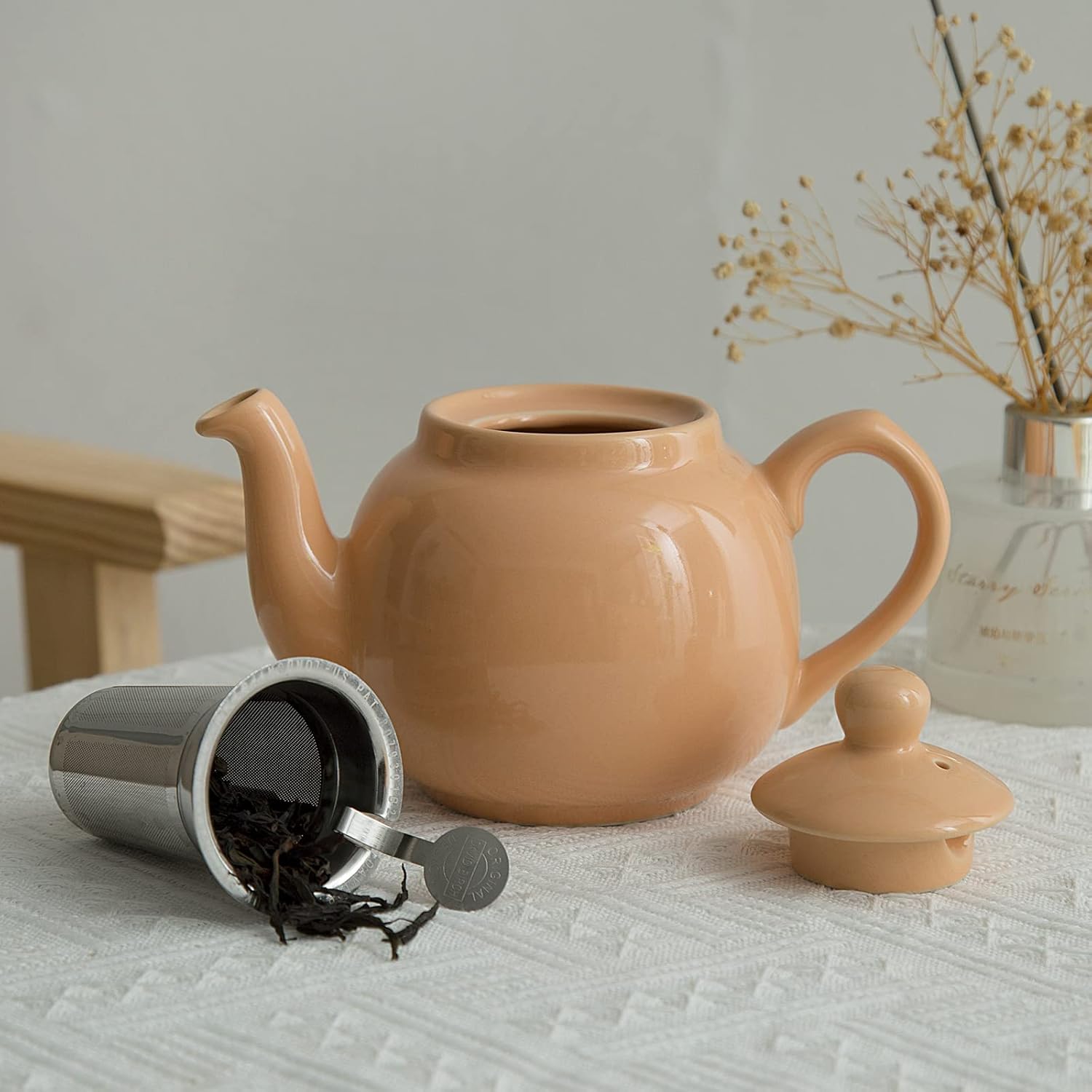 Tetera Farmhouse con infusor, cerámica, albaricoque, 2 tazas (20.3 fl oz)