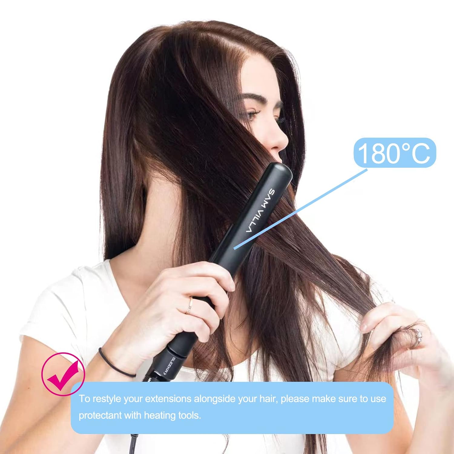 Dalise Extensiones de cabello humano con clip, color negro natural, doble trama, extensiones de cabello suave liso con clip (#1B, 16 pulgadas)