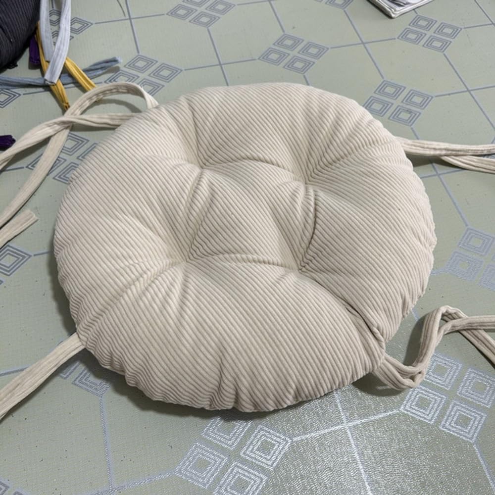Cojín de asiento redondo de pana gruesa con lazos, antideslizante y súper suave, para cocina, taburete de bar, comedor, 11.8 pulgadas, 13 pulgadas,